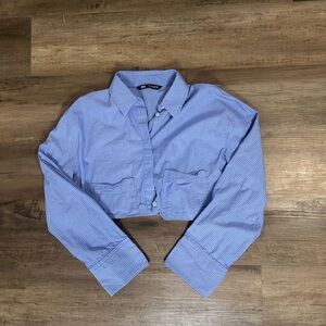 Zara Blue Striped Crop Top